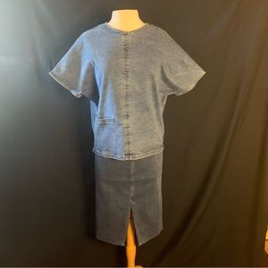 M. Martin indigo denim resort wear skirt set